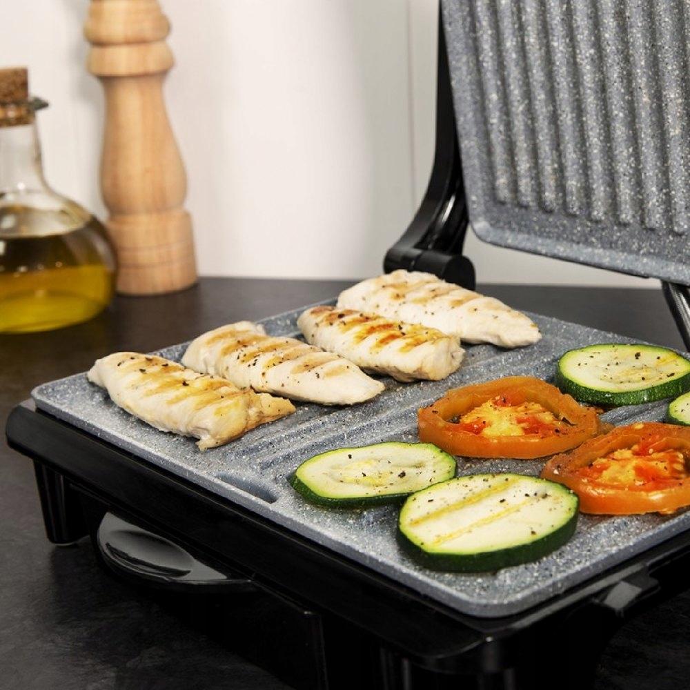 Cecotec Cecofry&Grill DuoHeat 8000 - A kőbevonatos sütőlap és a zsírelvezető tálca közelebbről