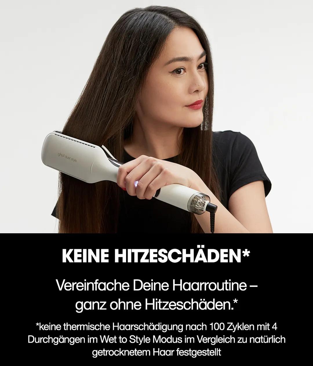 ghd Duet Style - A kerámia bevonatú lapok és a hőszabályozó gomb közelebbről