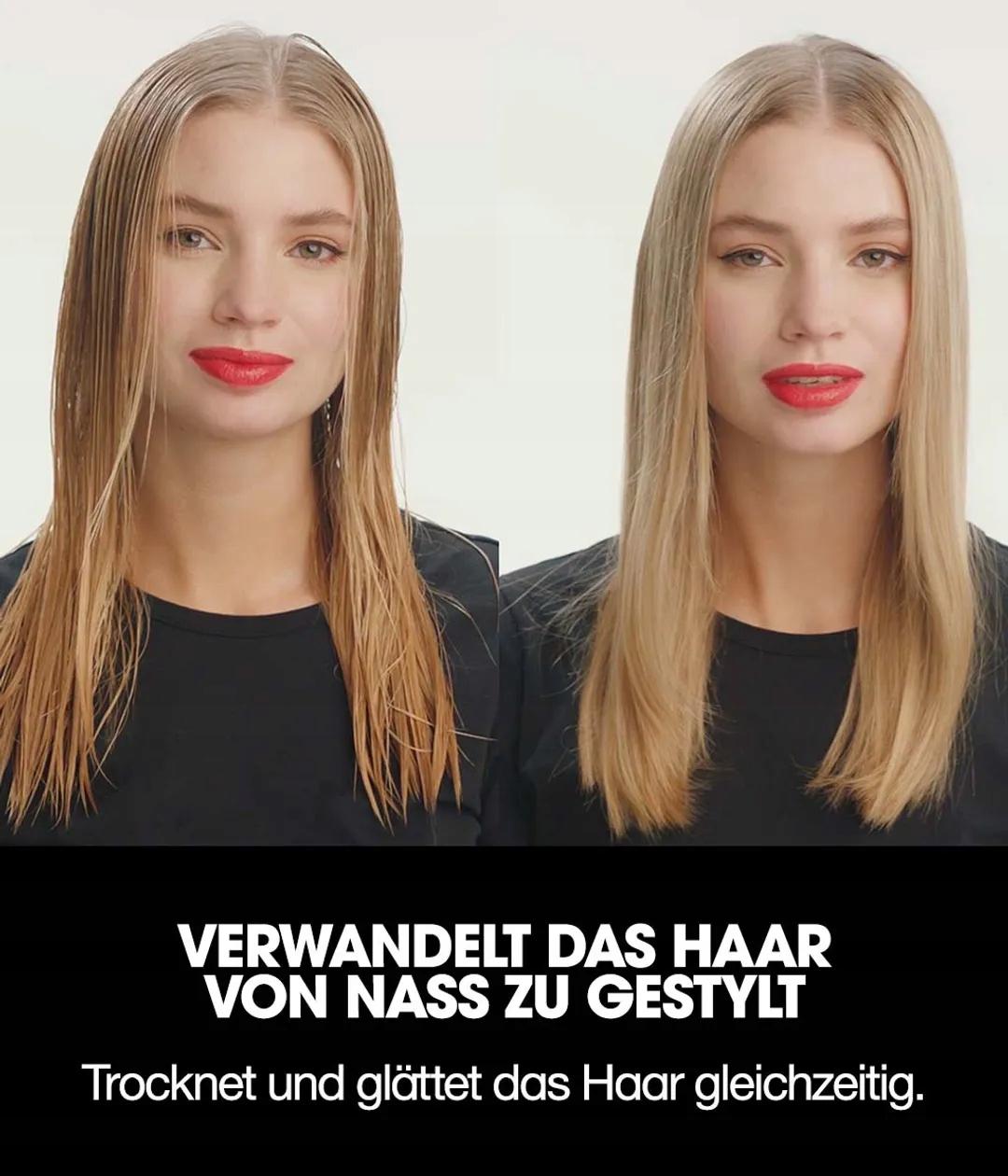 ghd Duet Style - A hajvasaló használat közben, egyenes és fényes hajtincsekkel