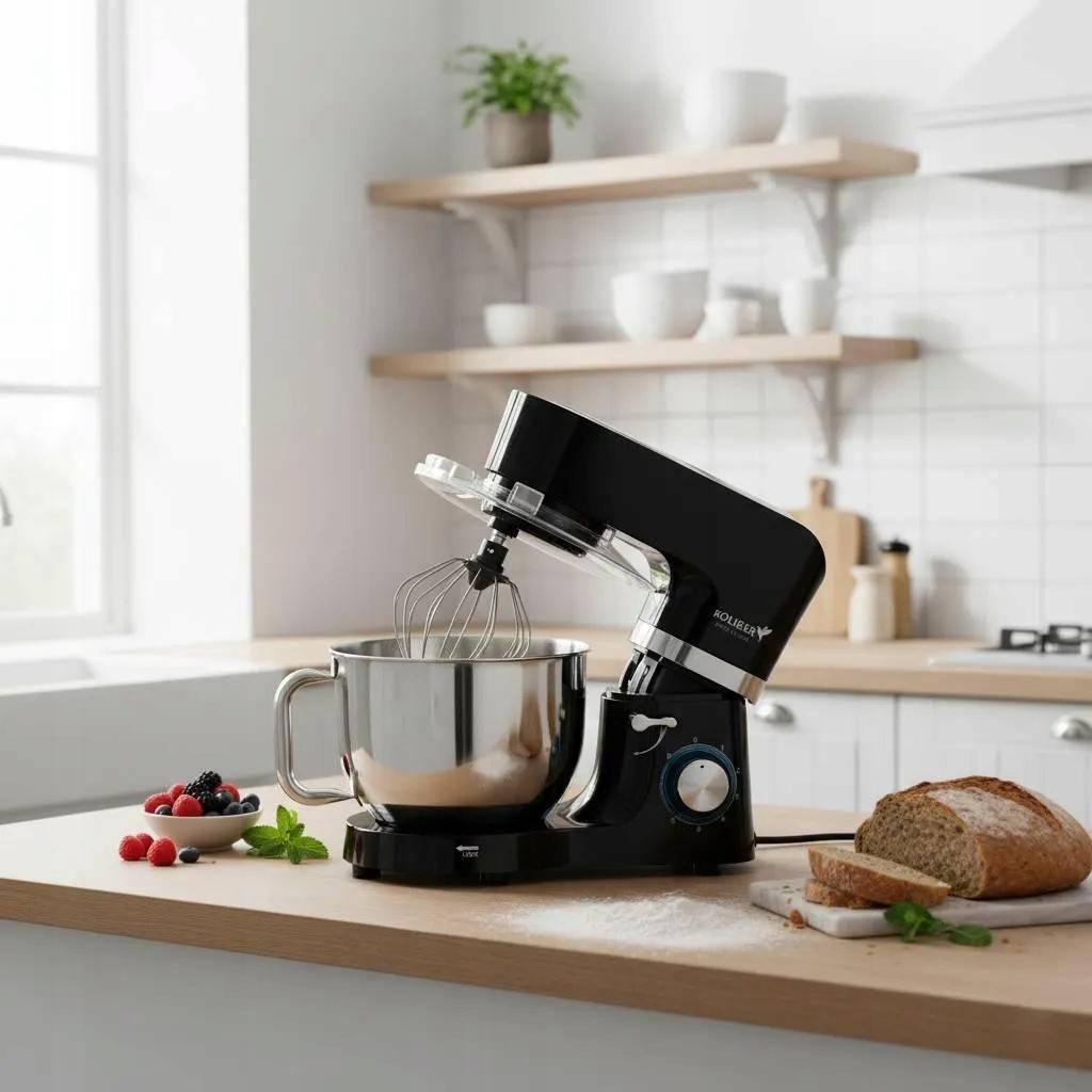 GE Profile Smart Mixer - a 3-féle fém keverőfej és a szilikon szélű lapát közelről