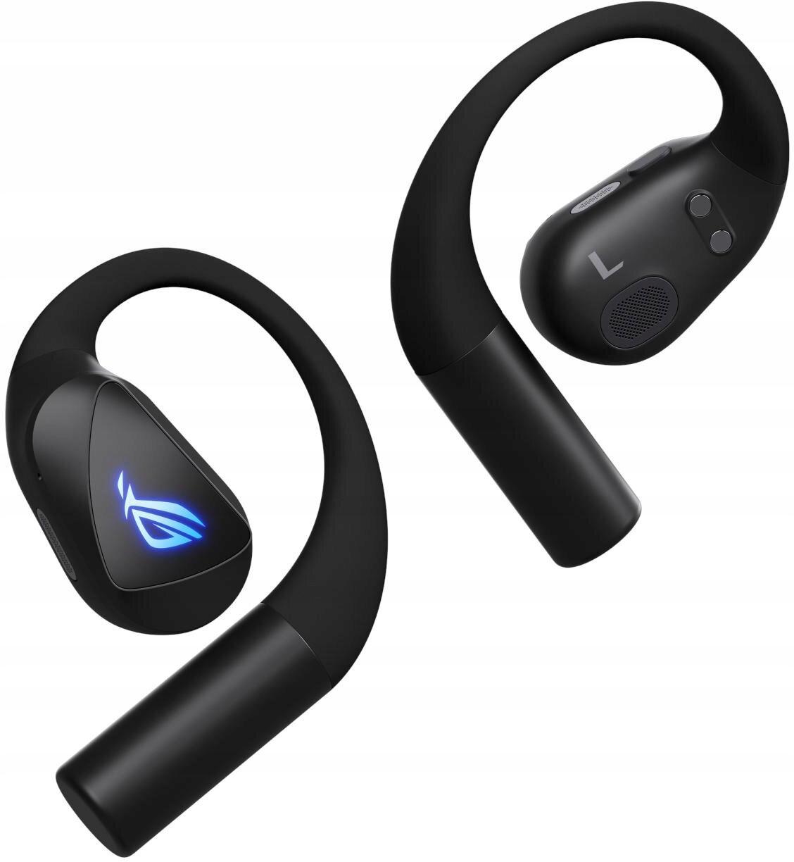ASUS ROG — Cetra Open Wireless - a füles tokjának nyitott belső része és a LED indikátorok