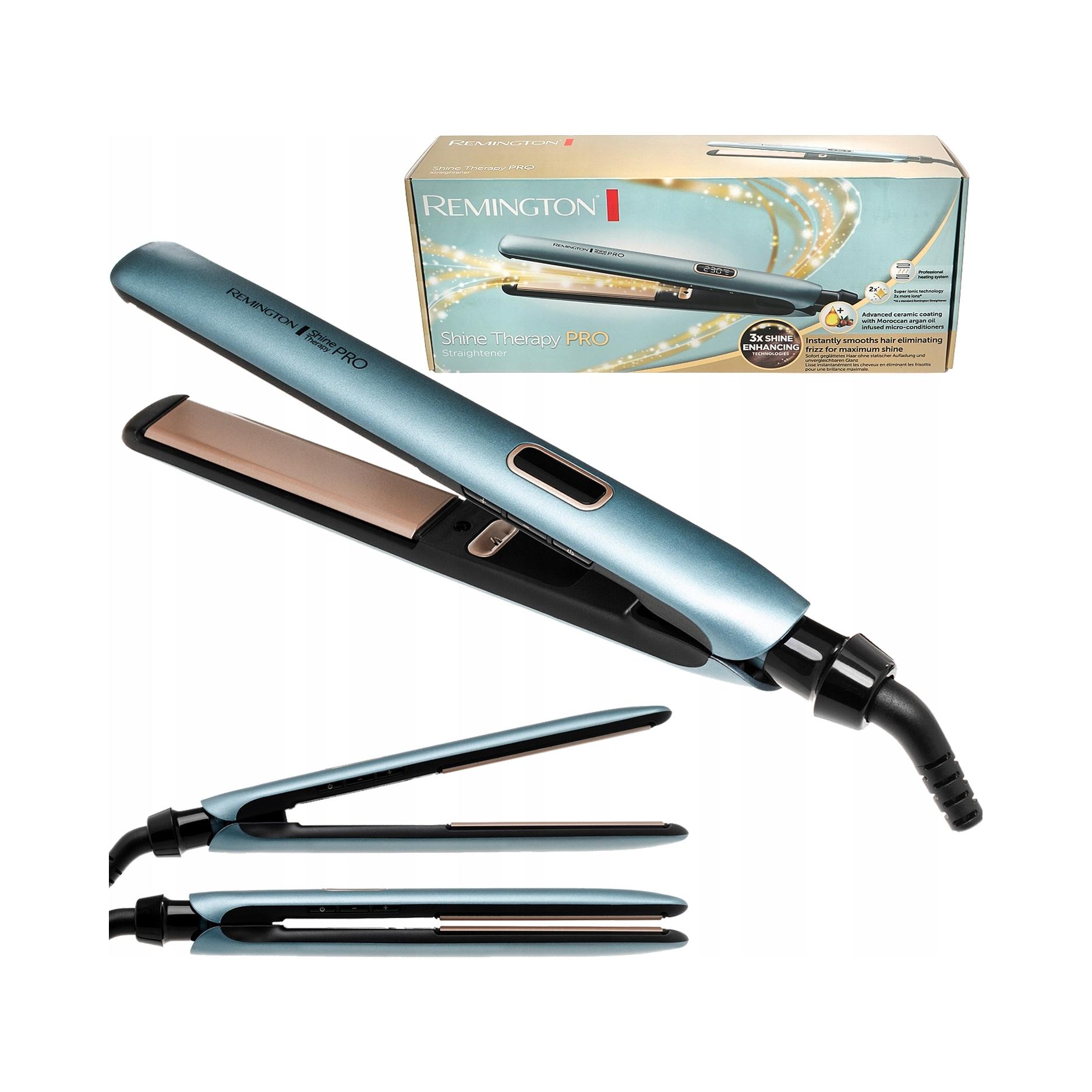 Remington Shine Therapy Pro S9300 - a Remington S9300 Shine Therapy Pro hajvasaló a dobozával és a szilikon védőkupakkal