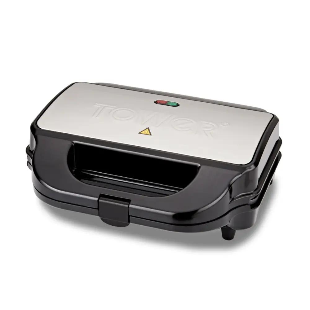 Creations Easy Clean Sandwich Maker 26800-56 - Sajtos-sonkás panini sütés közben a bordázott tányérokon